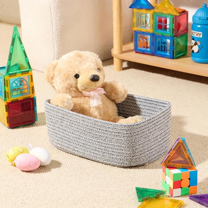 Small Storage Baskets for Organizing | Closet Organizer Bins | Shelf Toy Basket - Image 4
