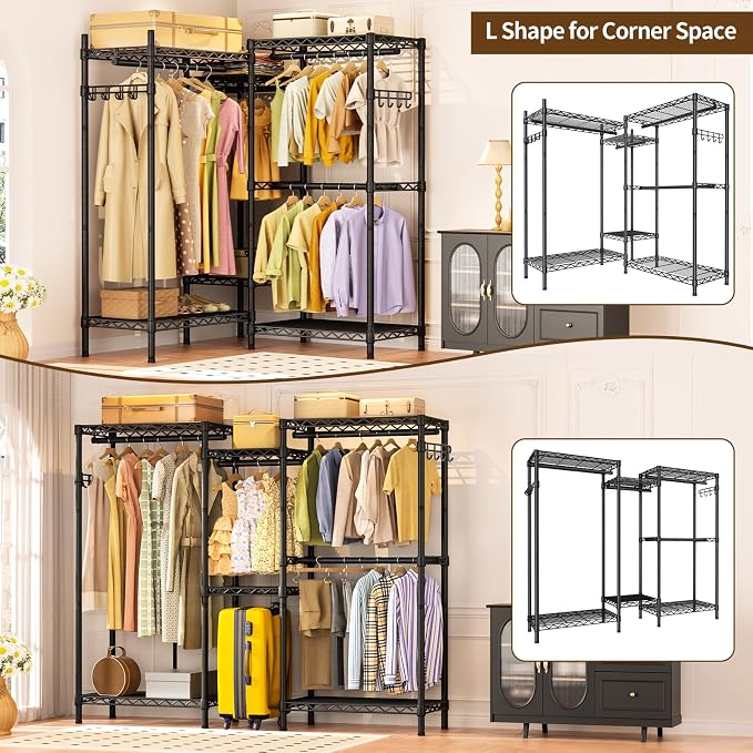 Heavy Duty Garment Rack Large Clothes Rack, Freestanding Closet Portable - Image 4