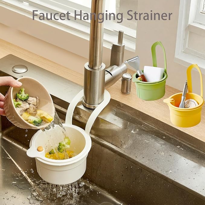 Faucet Hanging Strainer Kitchen Sink Food Waste Catcher Drain Basket, Plastic - Image 2