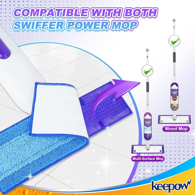 Reusable Mop Pads for Swiffer PowerMop, 5 Pack Microfiber Mop Pad Refills - Image 2