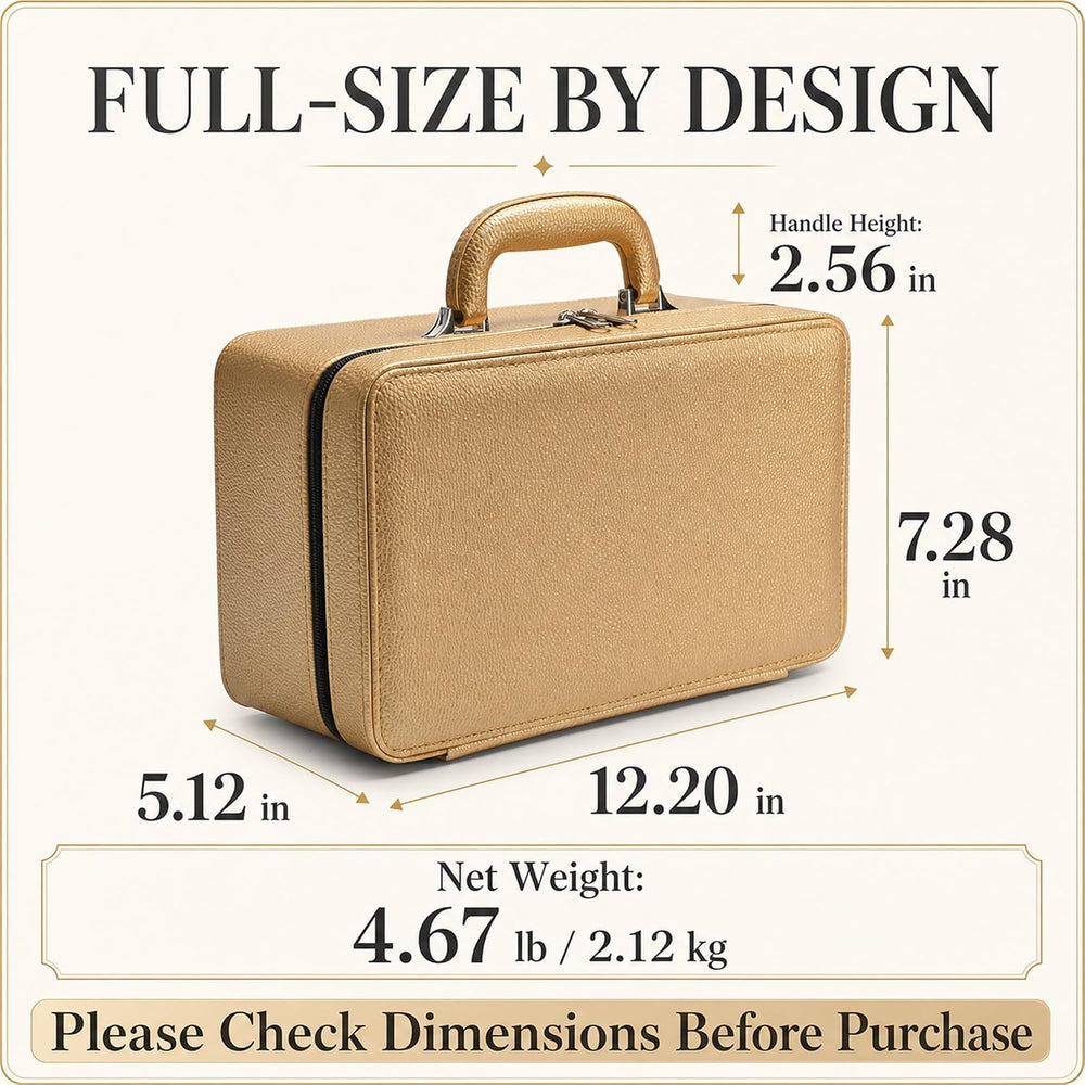 Oirlv Gold Leather Jewelry Box Handmade Travel Jewelry Organizer Storage Case...