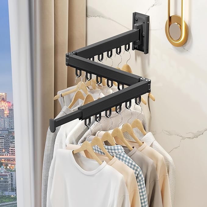 Wall Mounted Clothes Drying Rack, Retractable & Collapsible, Foldable - Image 4