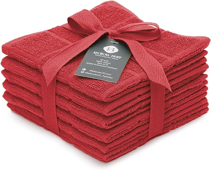 100% Cotton Dish Cloths for Dish Washing, Terry Dish Cloth, Cotton Dish Rags by Ecotribe