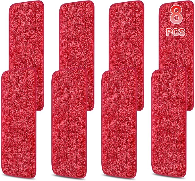 8 Pack 16.5 inch Reusable Mop Pads Microfiber Spray Mop Replacement Heads by H-Gamely