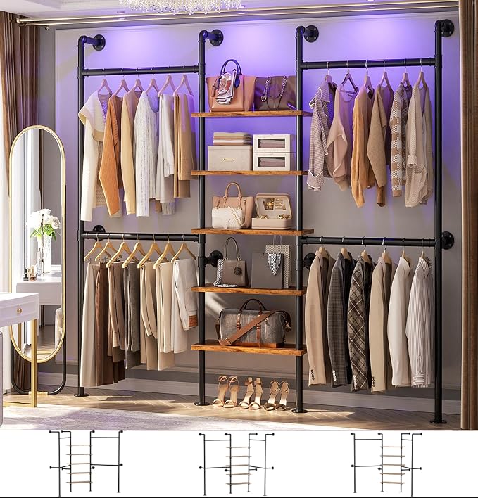 Aheaplus Industrial Pipe Clothing Rack, Reversible 6.42FT Clothes Rack by Aheaplus
