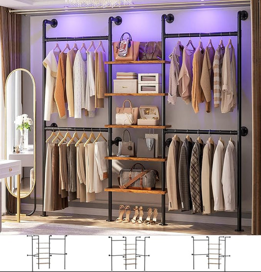 Aheaplus Industrial Pipe Clothing Rack, Reversible 6.42FT Clothes Rack by Aheaplus
