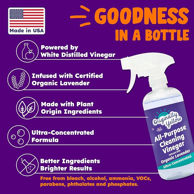 Originally Yellow Lavender Vinegar All Purpose Cleaning Spray | Distilled - Image 3