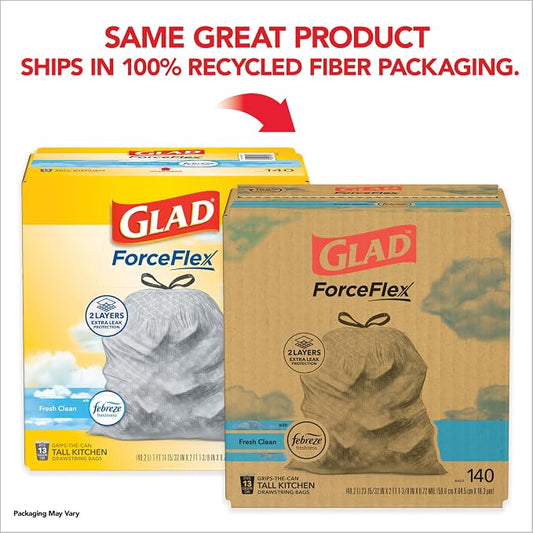 Glad ForceFlex Tall Kitchen Trash Bags, 13 Gallon, Fresh Clean - Image 2
