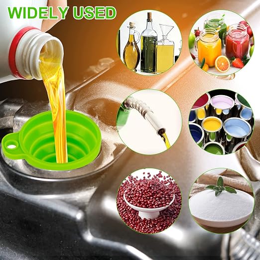 Kitchen Funnel Set 7 Pack, Collapsible Silicone Funnel - Image 6