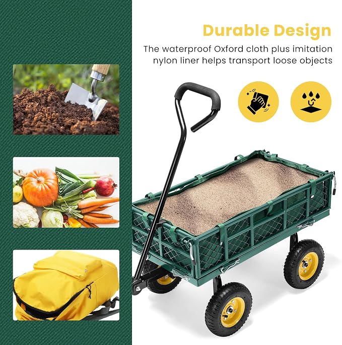 VIVOHOME Heavy Duty 400 Lbs Capacity Mesh Steel Garden Cart Folding Utility - Image 3