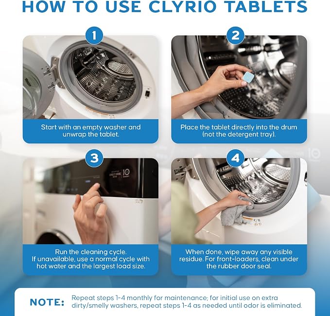 Clyrio Washing Machine Cleaner, 1-Year Supply of Washing Machine Cleaning - Image 6