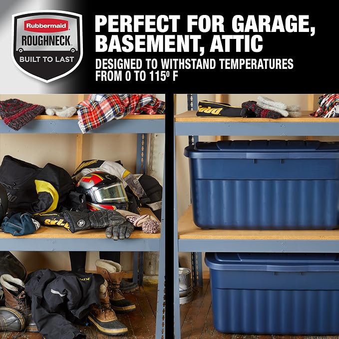 Rubbermaid Roughneck Tote 40 Gal, 2 Pack, Made in USA, Dark Indigo Metallic - Image 5