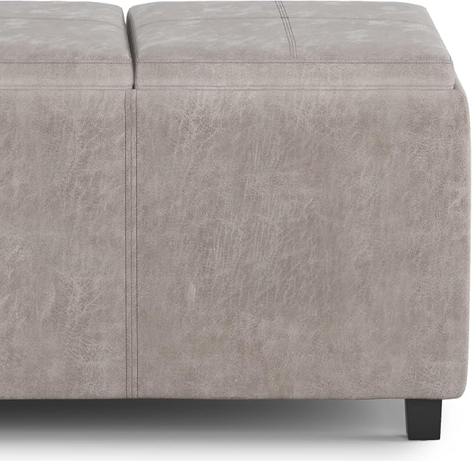 SIMPLIHOME Avalon 42 inch Wide Contemporary Rectangle Storage Ottoman in - Image 5
