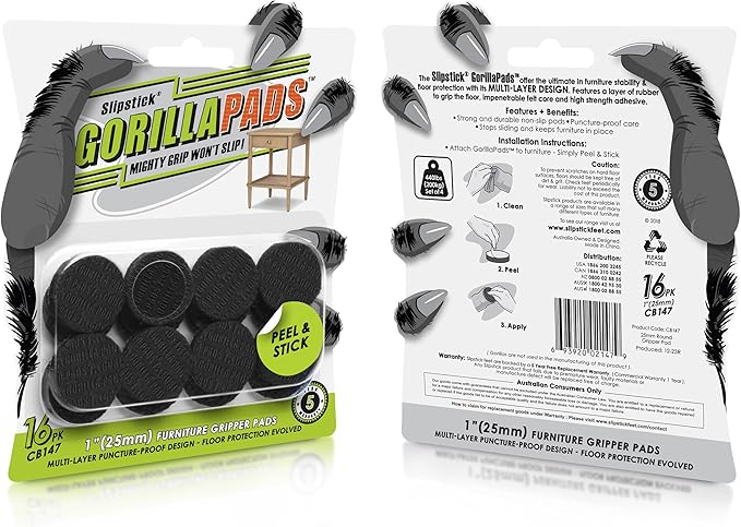 Slipstick GorillaPads CB147 Non Slip Furniture Pads/Gripper Feet Self Adhesive - Image 2