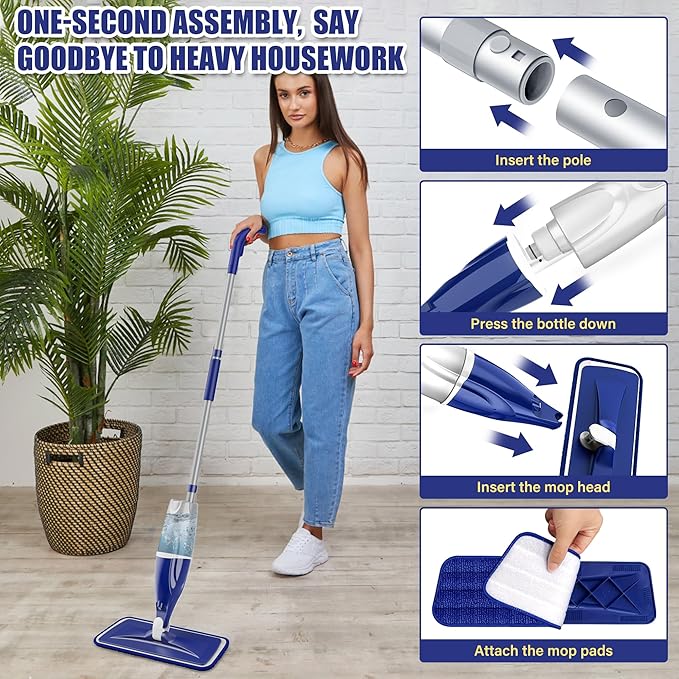 Microfiber Spray Mop for Floors Cleaning: Wet Dry Hardwood Floor Mops - Image 4