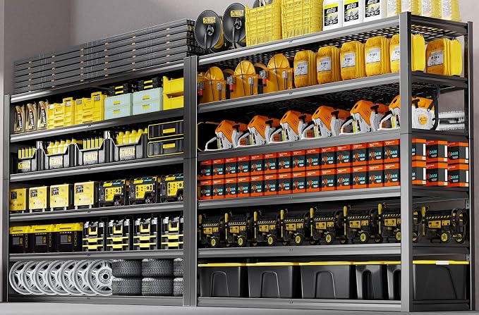 65" W Garage Shelving Heavy Duty, 6 Tier Garage Shelves, Adjustable Storage by PMKES