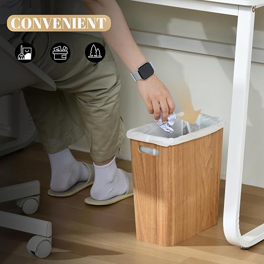 ELONG HOME 2.5 Gallon Wood Trash Can, Stylish Design Natural Wooden Wastebasket - Image 7