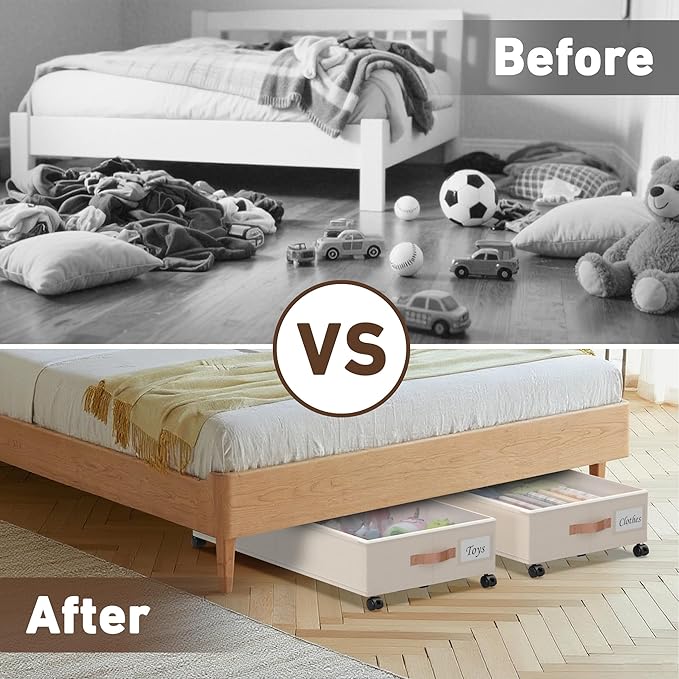 Under Bed Storage with Wheels, XXL 65L Under the bed storage Organizer Bins - Image 8