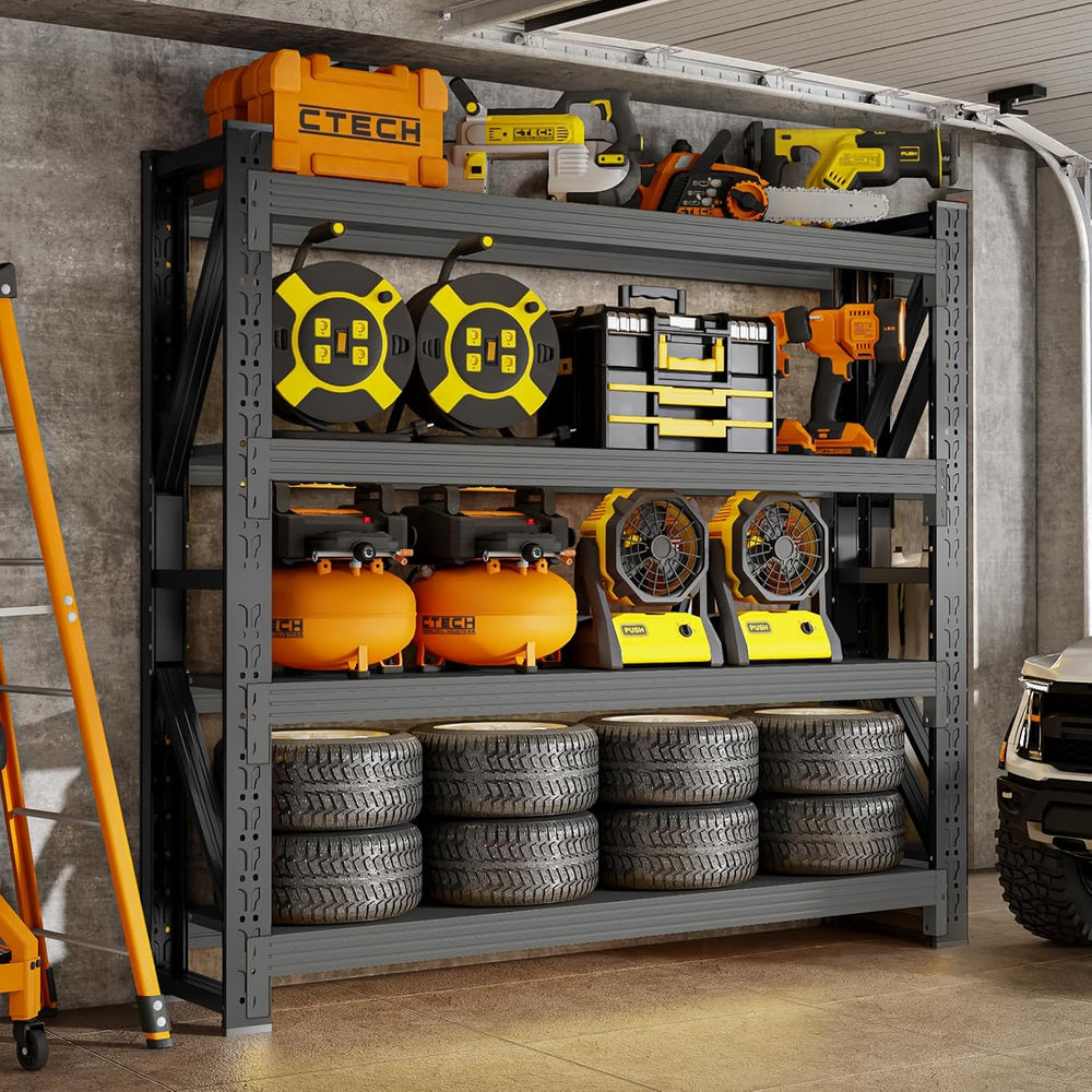 4000LBS Storage Shelves Heavy Duty, 4 Tier Adjustable Shelf, Garage Storage