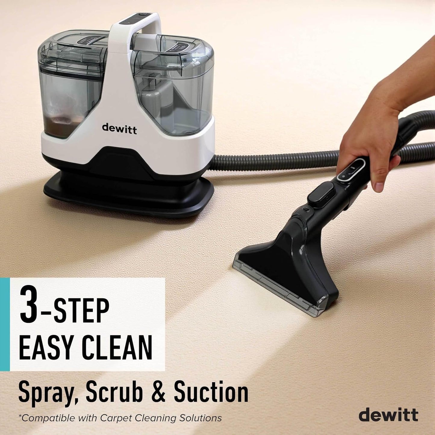 DeWitt Spot Genie Pro Portable Carpet Cleaner Machine | Upholstery Cleaner, Lightweight 7.7lb, Pet Stain & Odor Remover with 4 Cleaning Tools