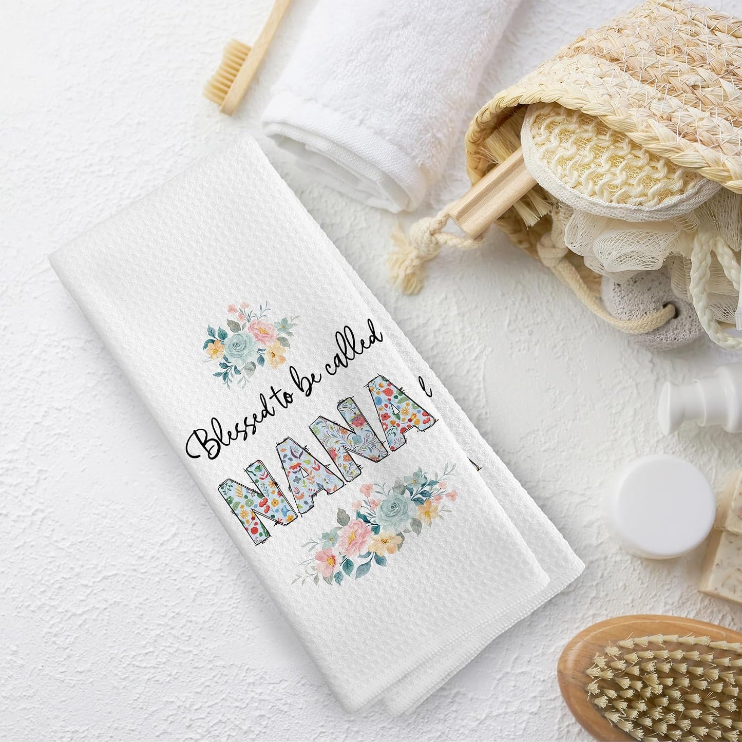 Nana Gifts Kitchen Towels, Nana Gifts from Grandkids Dish Towel Dishcloth 16x24 Inches, Grandma Gift for Mothers Day Decorative Absorbent Hand Tea Towels Decor