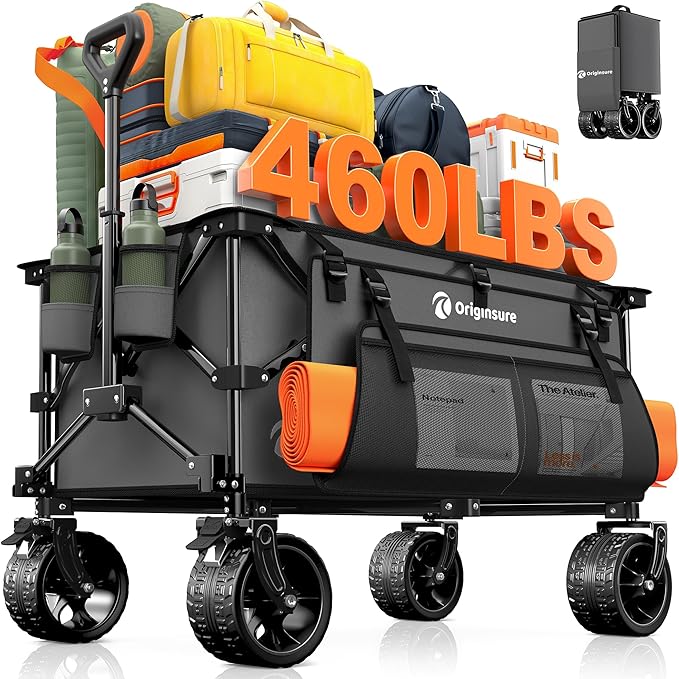 220L Collapsible Wagon Cart Foldable, 460lbs Load Capacity Heavy Duty Folding by Unknown