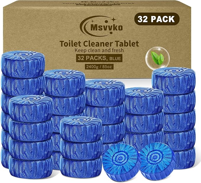 Toilet Bowl Cleaner Tablets 32 Packs-85oz, Ultra-Clean Blue Cleaners by Msvvko