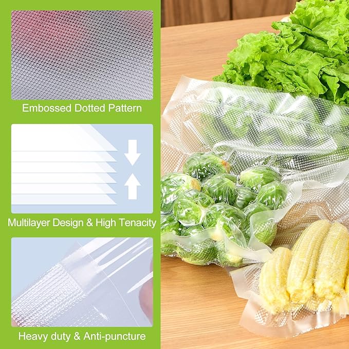 Bonsenkitchen Vacuum Food Sealer Rolls Bags, Durable Customized Size Food Vac - Image 5