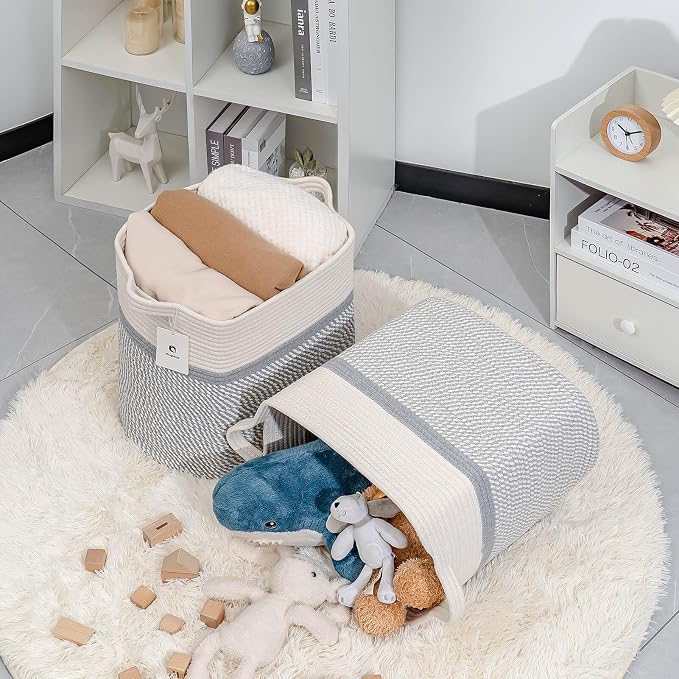 Storage Baskets for Clothes Fabric Cotton Rope Storage Basket - Image 5