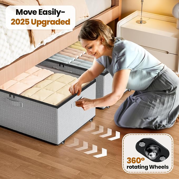 Underbed Storage with Wheels, 2 Pack Under Bed Storage Containers with Clear - Image 5