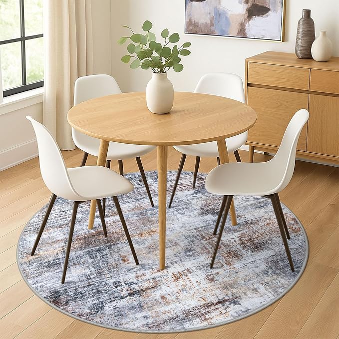 IOHOUZE Abstract Round Area Rug 6 Ft Washable Circle Rugs Large Round Rug Non - Image 2