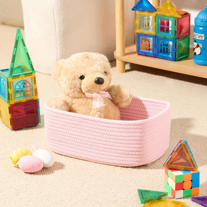 Small Storage Baskets for Organizing | Closet Organizer Bins | Shelf Toy Basket - Image 4