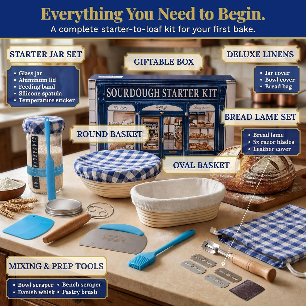 Sourdough Starter Kit for Beginners with Beginner Guide & 100 Recipes - S...