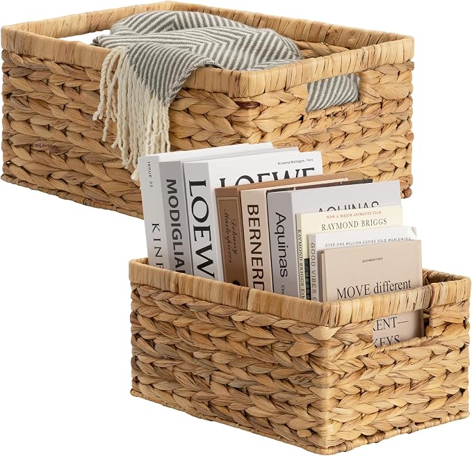 StorageWorks Wicker Storage Baskets, Large and Small Baskets, Handwoven Water - Image 2