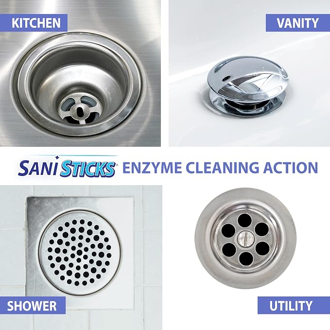 SANI 360° Sani Sticks Drain Cleaner and Deodorizer, Unscented Enzyme Pipe - Image 5