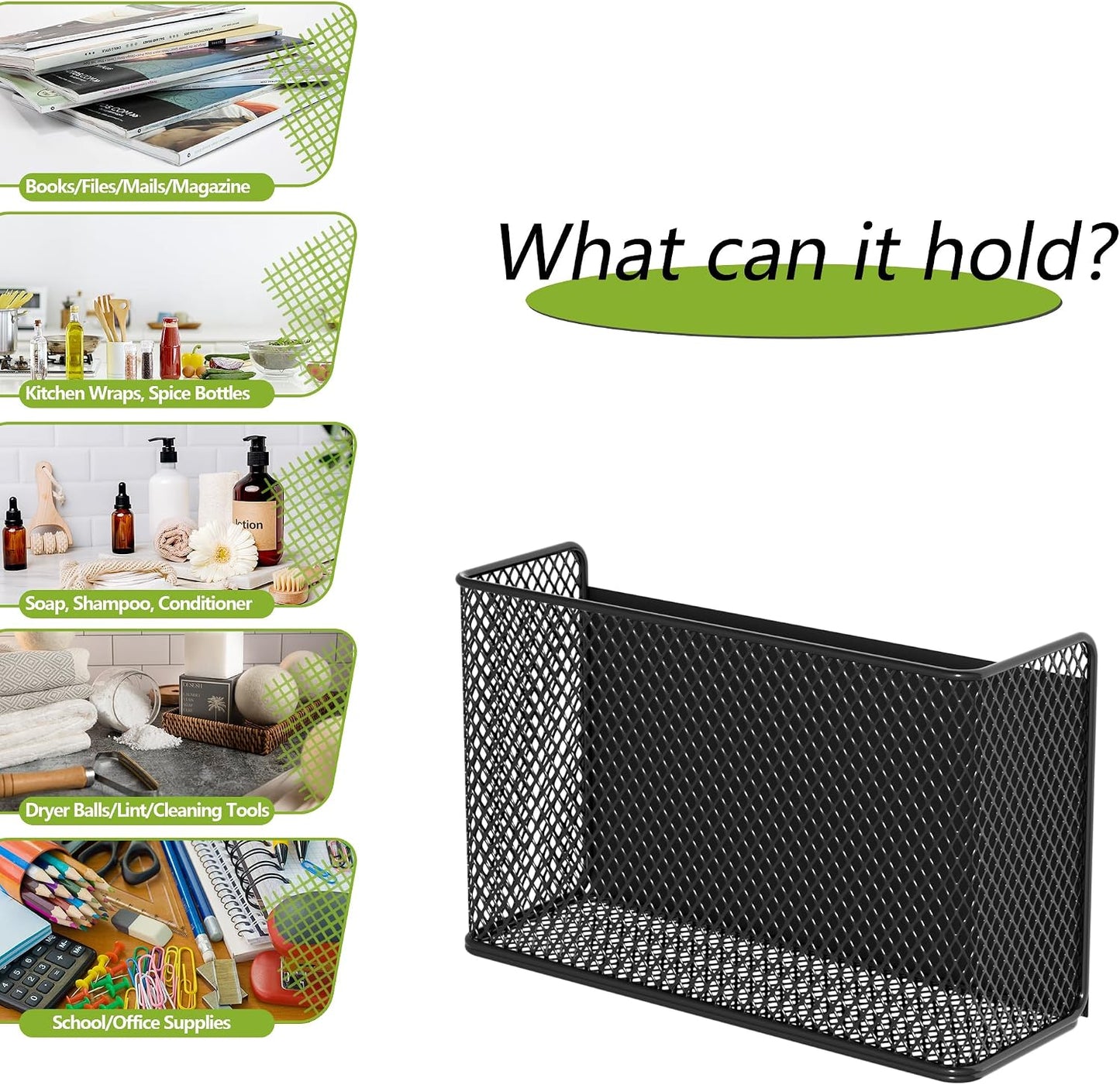 Magnetic Shelf Fridge Basket Bin for Whiteboard Washer Dryer Locker Cabinet | No Drilling Or Tools Needed, Reusable Magnet Organizer Classroom Office Home Kitchen Laundry Storage Rack Container Holder