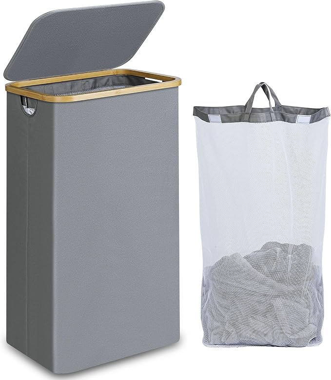 efluky Laundry Basket with Lid and Removable Bag, 100L Tall Laundry Hamper with by efluky