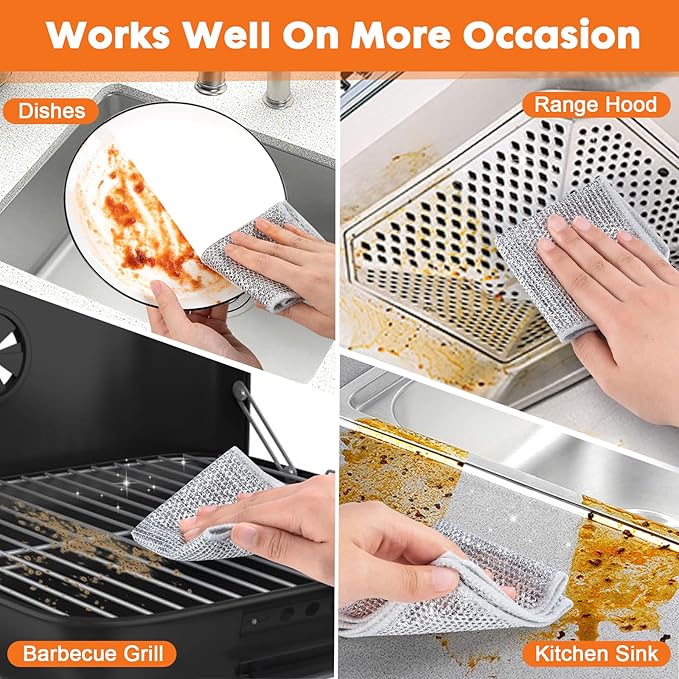 COBETE Non Scratch Wire Dishcloth, Double-Layer Wire Dishwashing Rags - Image 4