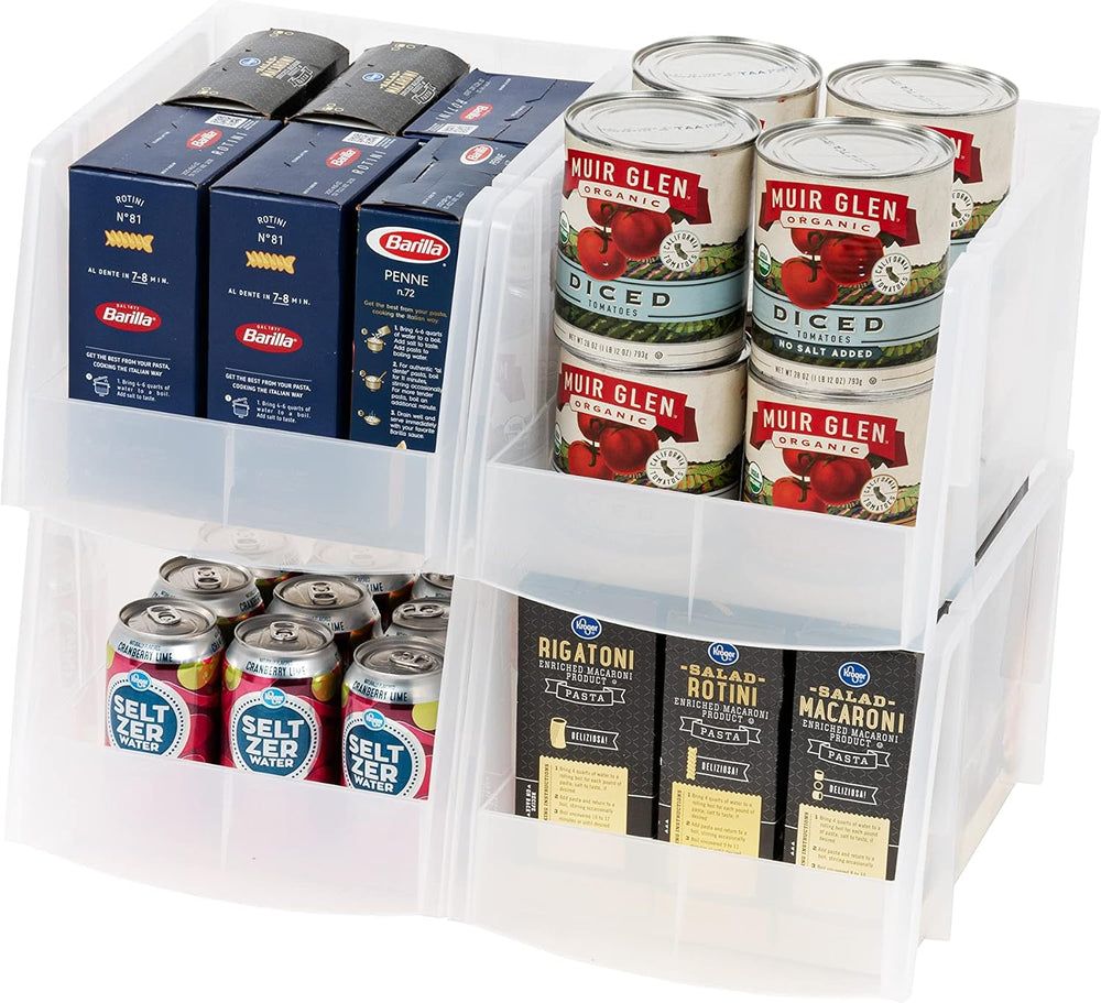 IRIS USA 4-Pack, X Large Plastic Stackable Storage Bin Organizer, Clear