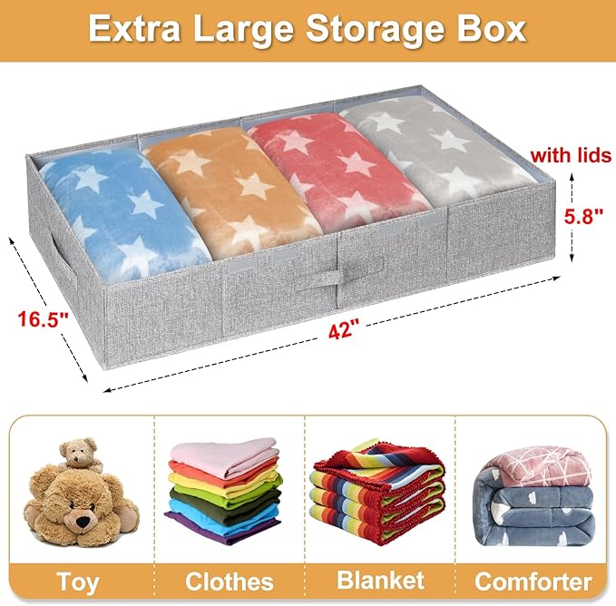 punemi Extra Large Under Bed Storage 65L, 42*16.5*5.8 in Tall underbed storage - Image 5