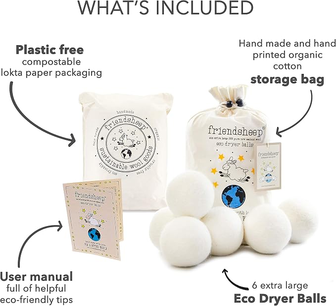 Friendsheep Wool Dryer Balls, Organic Reusable Fabric Softener Alternative - Image 4