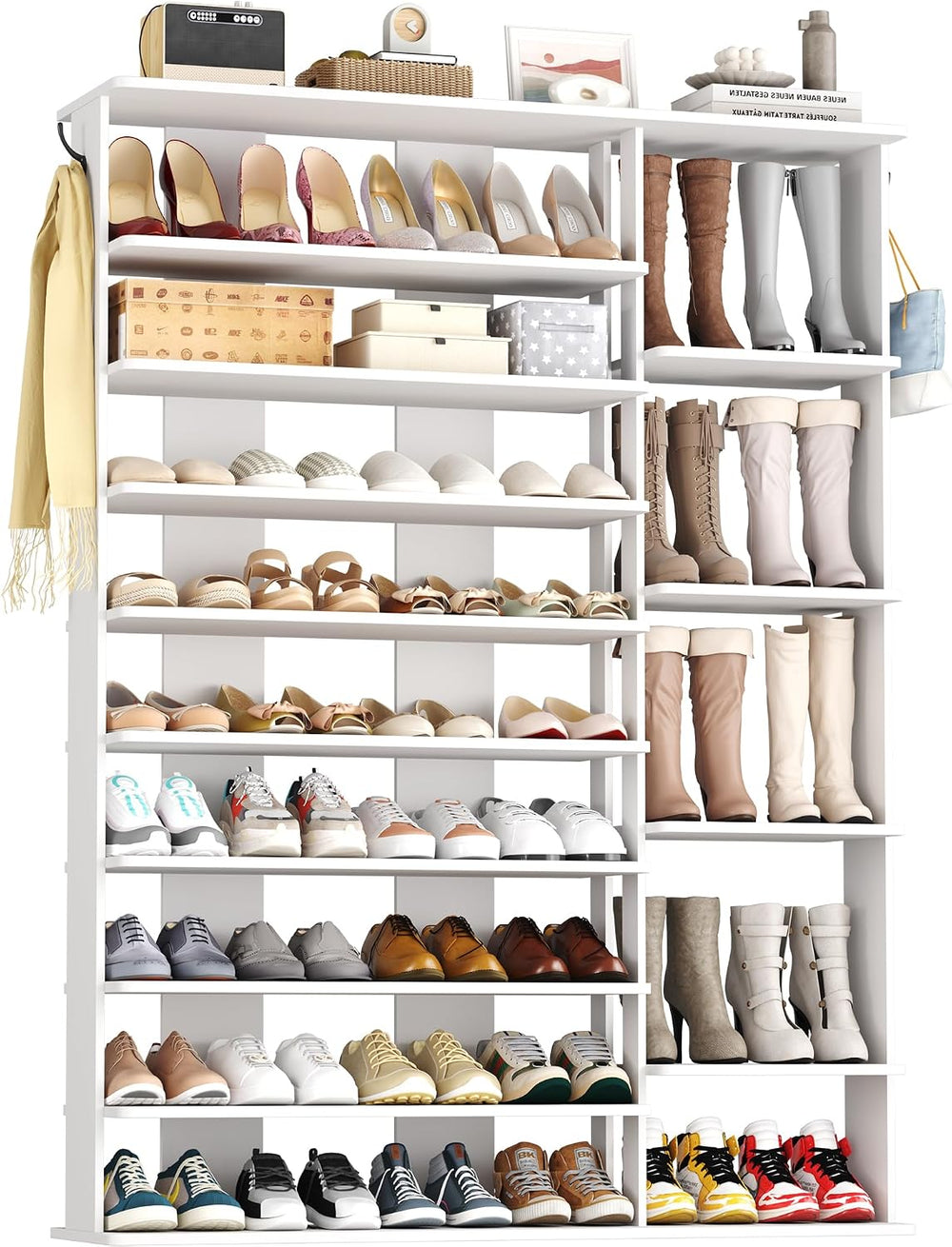 HOMEFORT 10 Tiers Shoe Rack, 50 Pairs Large Shoe Shelf, 61.8" Tall Shoe ...
