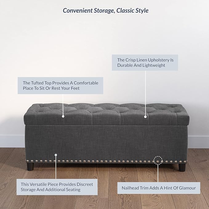 BELLEZE 47" Storage Ottoman, Storage Bench - Image 5