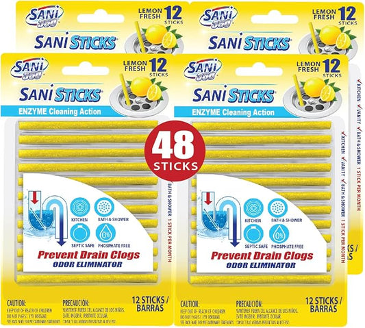 SANI 360° Sani Sticks Drain Cleaner and Deodorizer, Lemon Scent Enzyme Pipe by SANI360%C2%B0