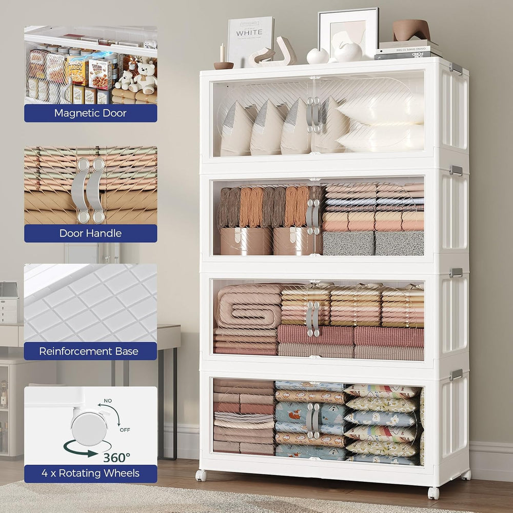 120Gal/480QT 4-Tiers Extra Large Stackable Storage Bins with Lid, Collapsible...