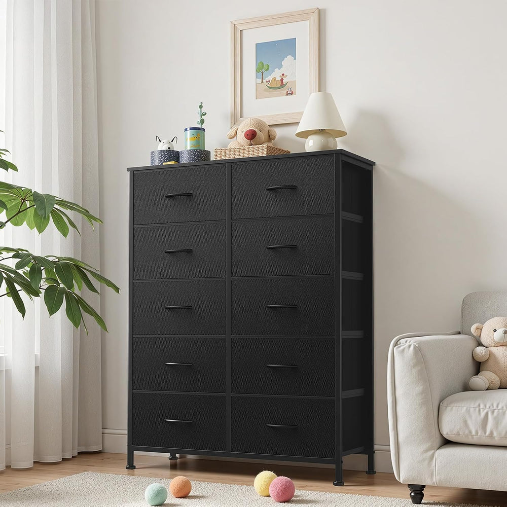 Sweetcrispy Black Dresser for Bedroom with 10 Drawers, Tall Dressers