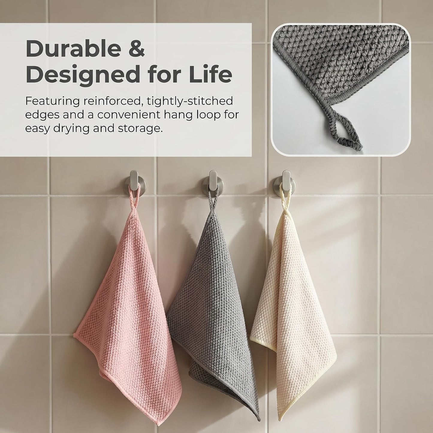 Microfiber Cleaning Cloths 6-Pack, Absorbent Textured Towels Large 12x16 In | Perfect for kitchen countertops, dishes & household cleaning. Streak-free, lint-free, reusable.