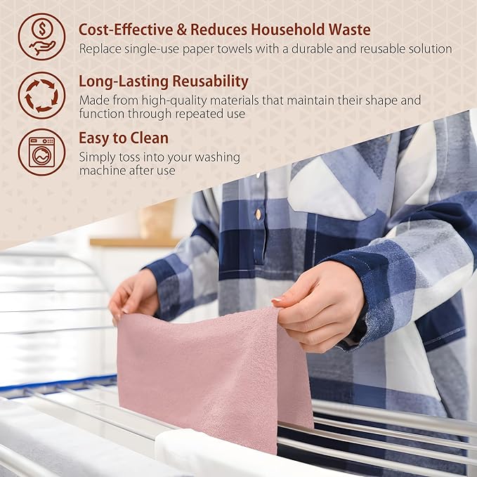 H4N Microfiber Cleaning Cloth Roll, 85 Pack Micro Fiber Wash Cloths - Image 4