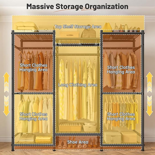 Raybee Clothes Rack with Cover Heavy Duty Clothing Racks - Image 2