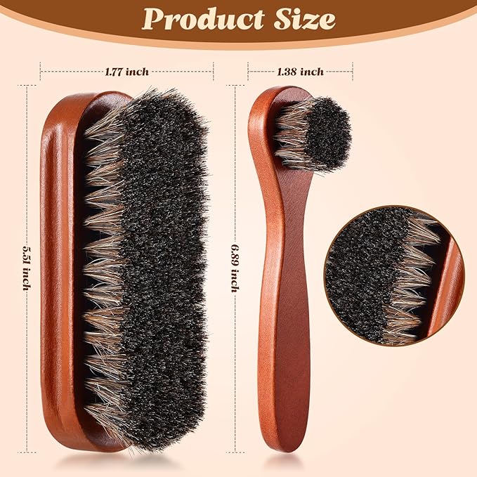 2 Pcs Horsehair Shine Shoes Brush Kit Polish Dauber Applicators Cleaning - Image 3